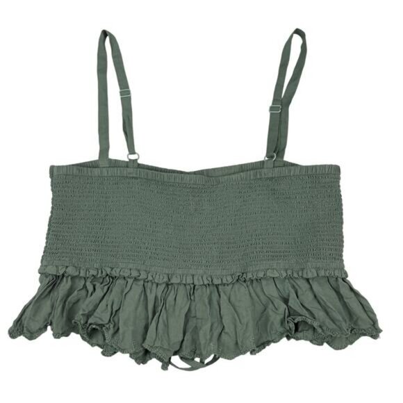 WILFRED Aritzia Dareau Smocked Ruffle Hem Crop Tank Sz Medium - Picture 6 of 6